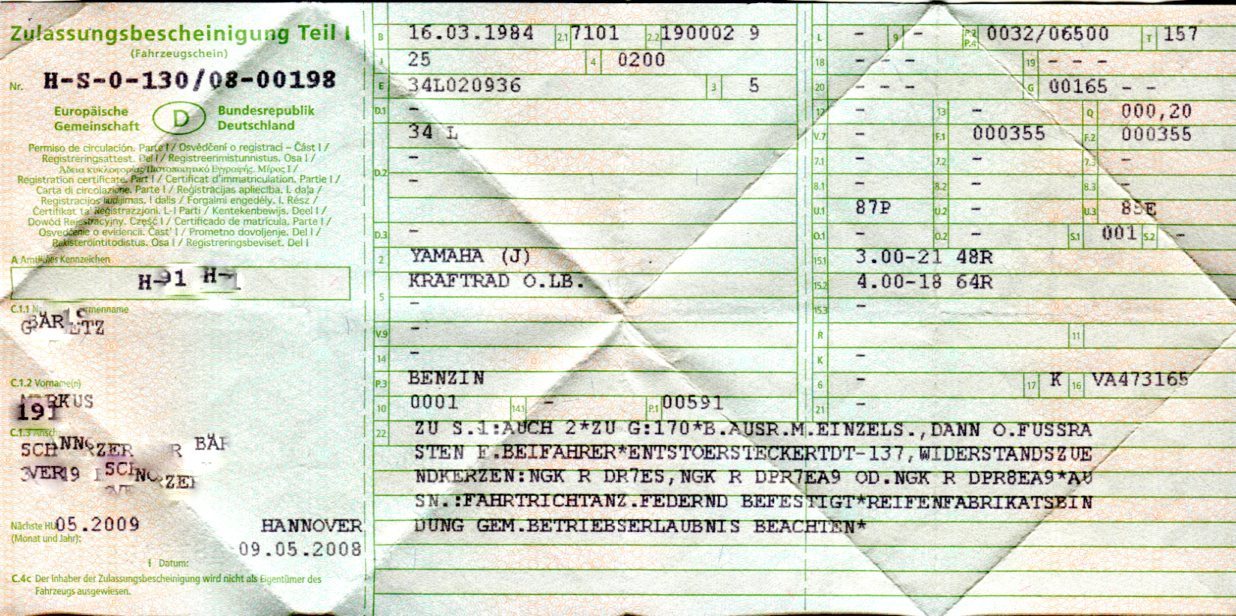 Liebe Delikt In der Gnade von motorrad neue papiere beantragen